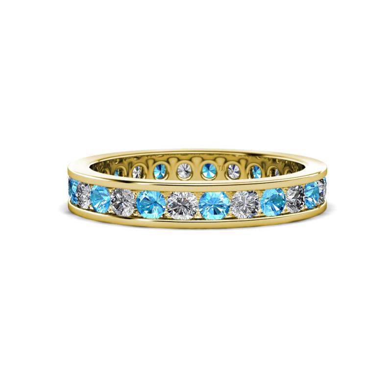 Celina 2.70 mm Round Blue Topaz and Lab Grown Diamond Eternity Band 