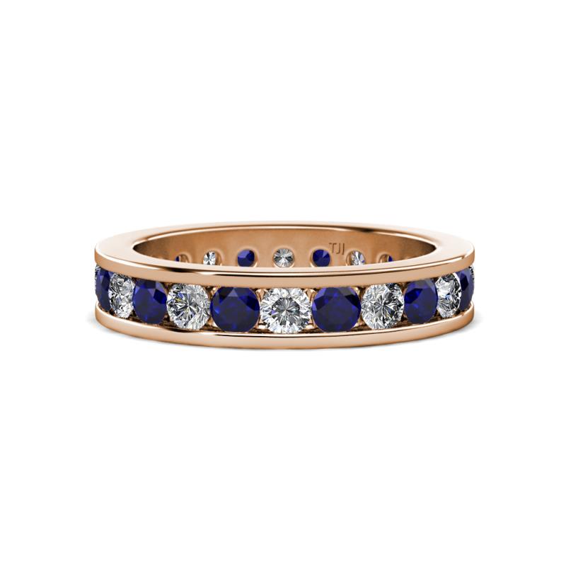 Celina 3.00 mm Round Blue Sapphire and Lab Grown Diamond Eternity Band 