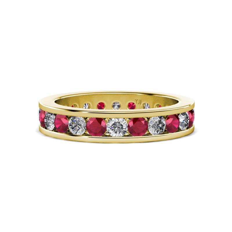 Celina 3.00 mm Round Ruby and Lab Grown Diamond Eternity Band 
