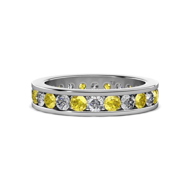 Celina 3.00 mm Round Yellow Sapphire and Lab Grown Diamond Eternity Band 