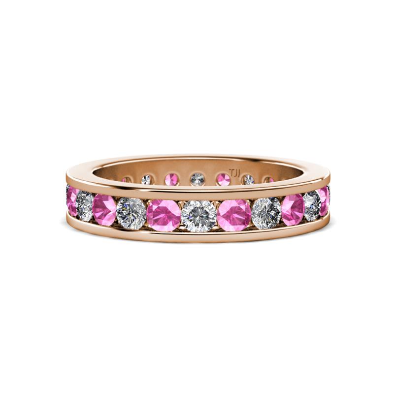 Celina 3.00 mm Round Pink Sapphire and Lab Grown Diamond Eternity Band 