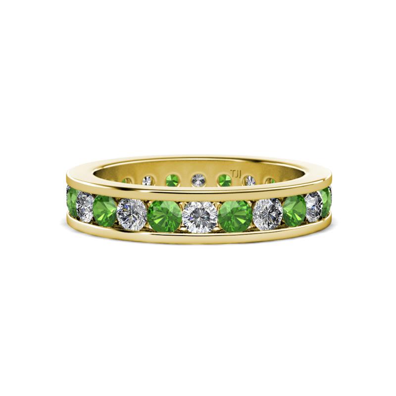 Celina 3.00 mm Round Green Garnet and Lab Grown Diamond Eternity Band 