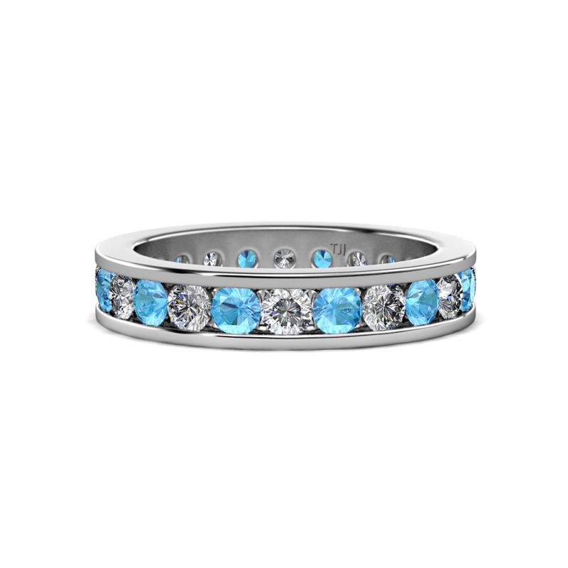 Celina 3.00 mm Round Blue Topaz and Lab Grown Diamond Eternity Band 