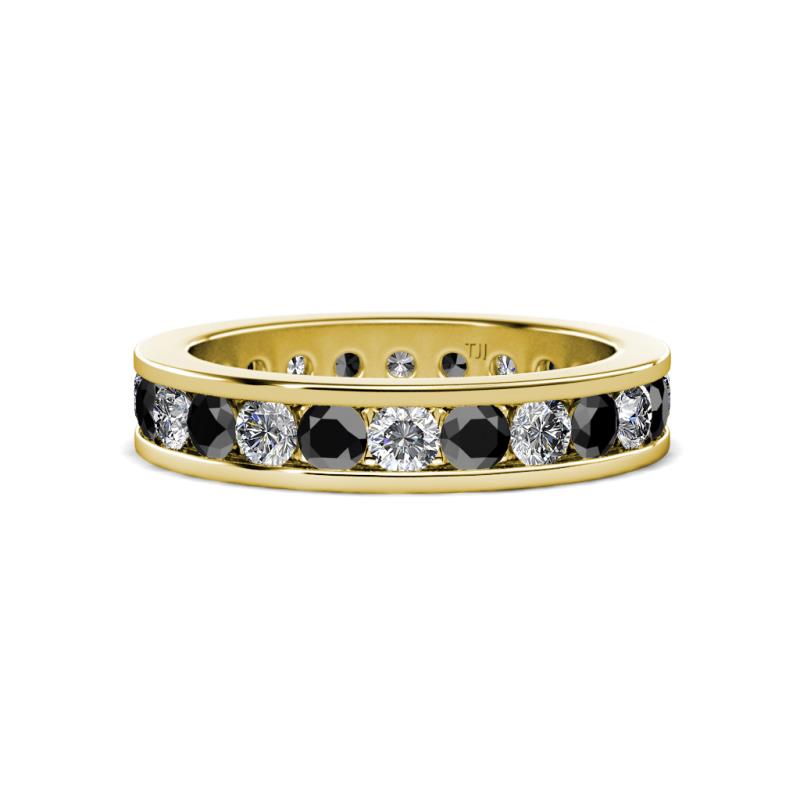 Celina 3.00 mm Round Black Diamond and White Lab Grown Diamond Eternity Band 