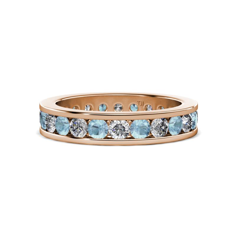 Celina 3.00 mm Round Aquamarine and Lab Grown Diamond Eternity Band 