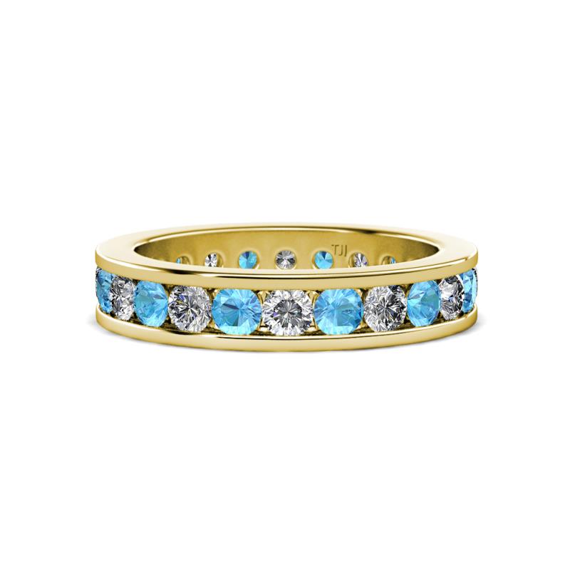 Celina 3.00 mm Round Blue Topaz and Lab Grown Diamond Eternity Band 