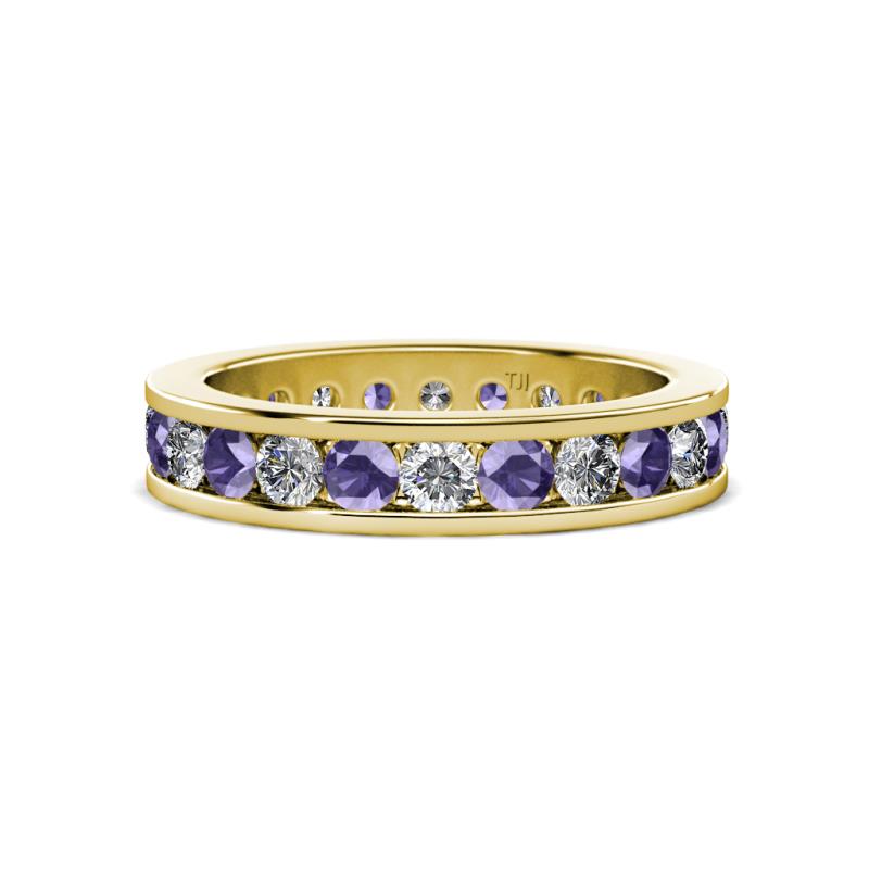 Celina 3.00 mm Round Iolite and Lab Grown Diamond Eternity Band 
