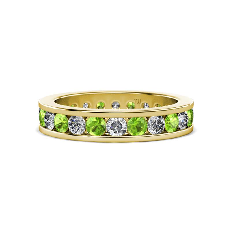 Celina 3.00 mm Round Peridot and Lab Grown Diamond Eternity Band 