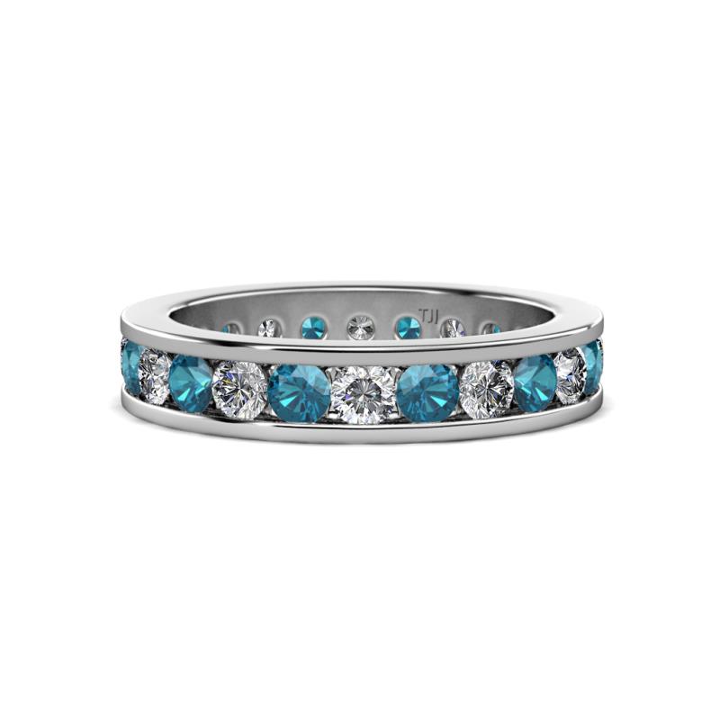 Celina 3.00 mm Round London Blue Topaz and Lab Grown Diamond Eternity Band 