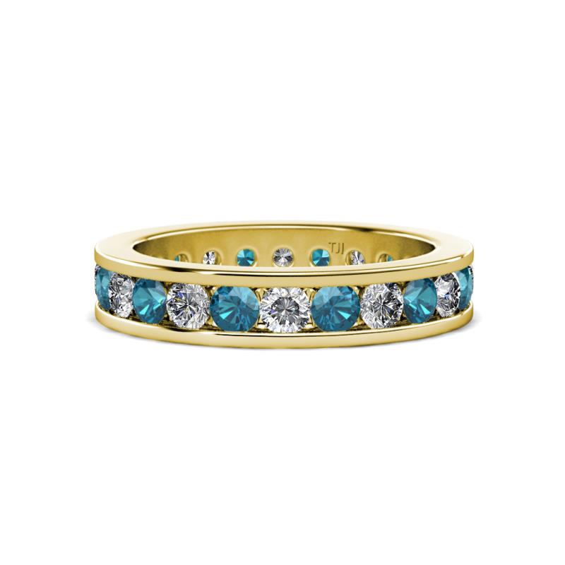 Celina 3.00 mm Round London Blue Topaz and Lab Grown Diamond Eternity Band 