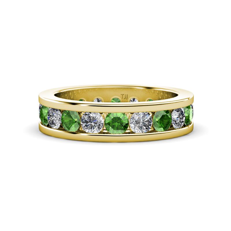 Celina 3.40 mm Round Green Garnet and Lab Grown Diamond Eternity Band 