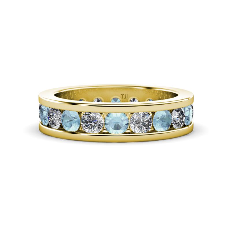 Celina 3.40 mm Round Aquamarine and Lab Grown Diamond Eternity Band 