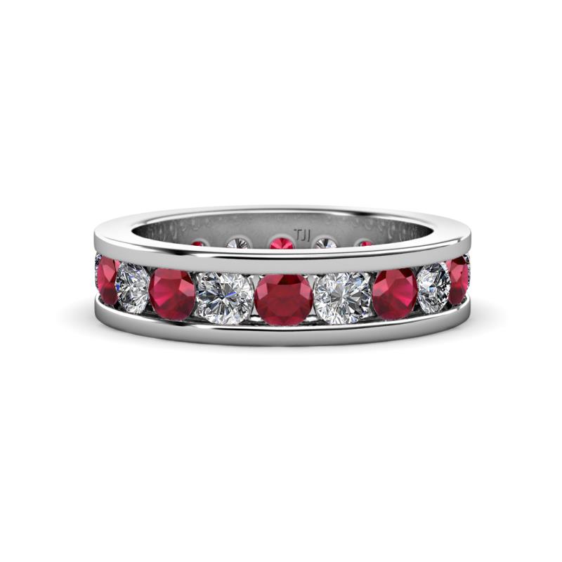Celina 3.40 mm Round Ruby and Lab Grown Diamond Eternity Band 