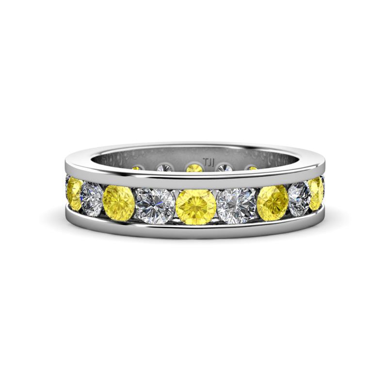 Celina 3.40 mm Round Yellow Sapphire and Lab Grown Diamond Eternity Band 