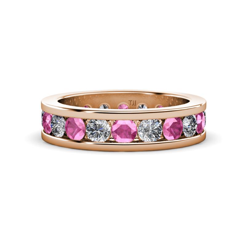Celina 3.40 mm Round Pink Sapphire and Lab Grown Diamond Eternity Band 