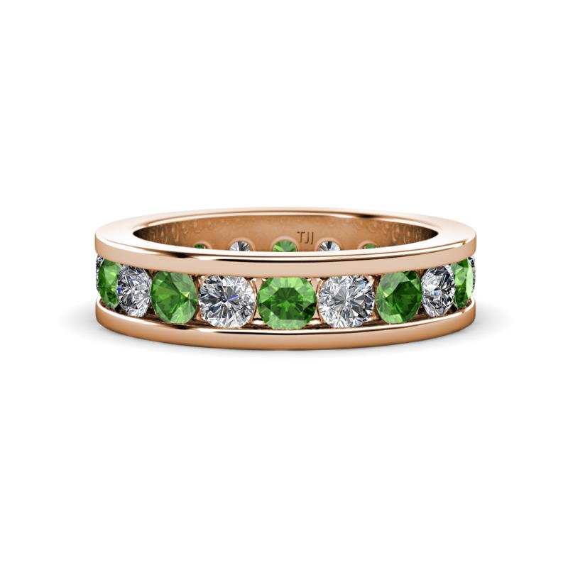 Celina 3.40 mm Round Green Garnet and Lab Grown Diamond Eternity Band 