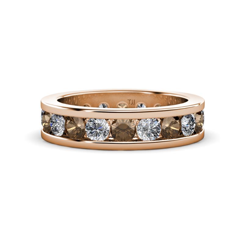 Celina 3.40 mm Round Smoky Quartz and Lab Grown Diamond Eternity Band 