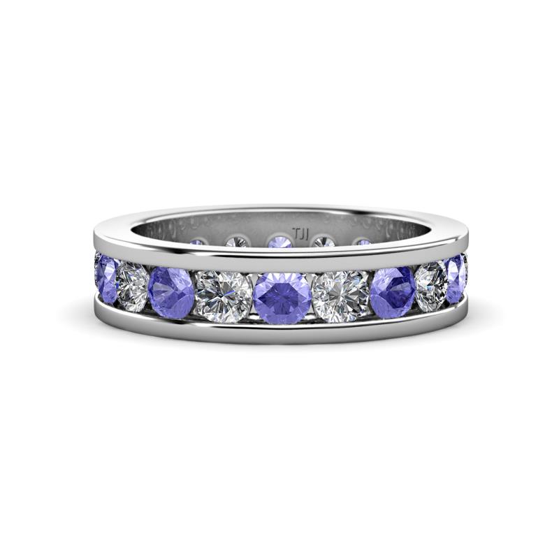Celina 3.40 mm Round Tanzanite and Lab Grown Diamond Eternity Band 