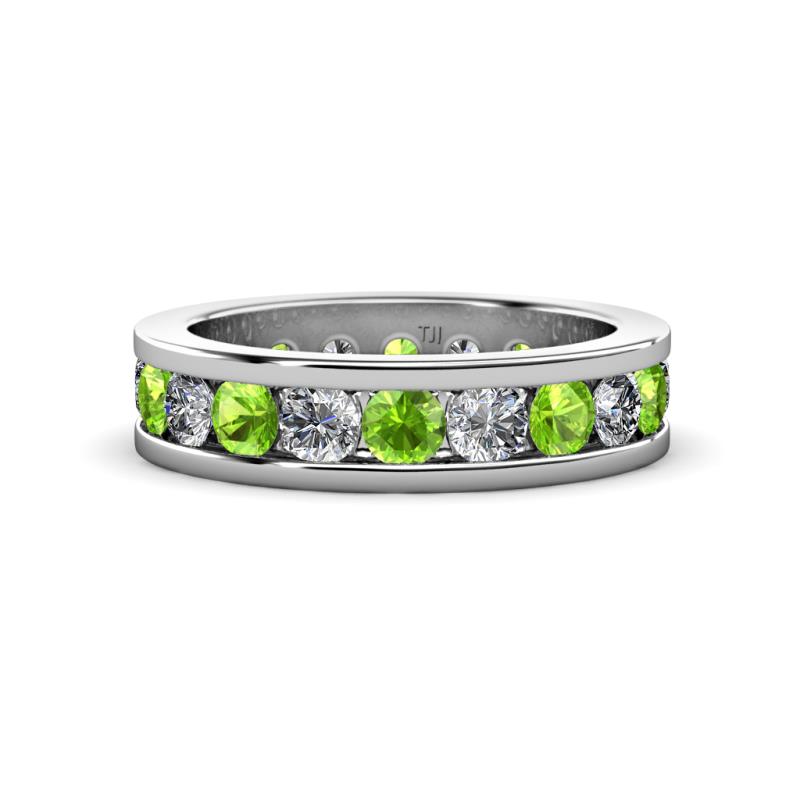 Celina 3.40 mm Round Peridot and Lab Grown Diamond Eternity Band 