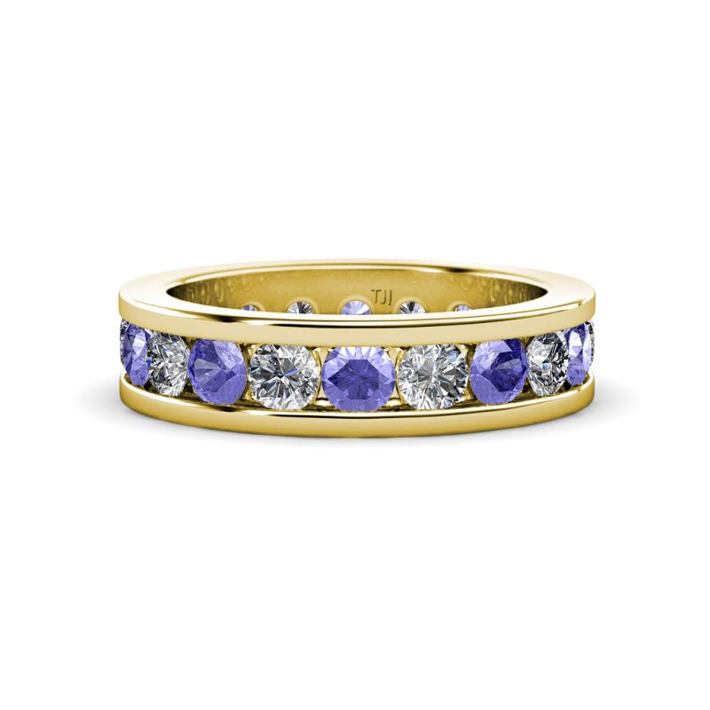 Celina 3.40 mm Round Tanzanite and Lab Grown Diamond Eternity Band 