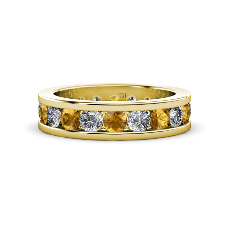 Celina 3.40 mm Round Citrine and Lab Grown Diamond Eternity Band 