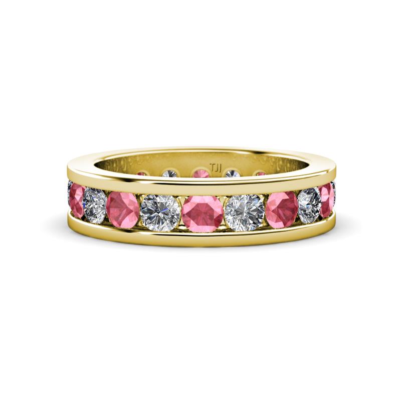 Celina 3.40 mm Round Pink Tourmaline and Lab Grown Diamond Eternity Band 