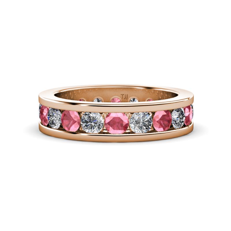Celina 3.40 mm Round Pink Tourmaline and Lab Grown Diamond Eternity Band 