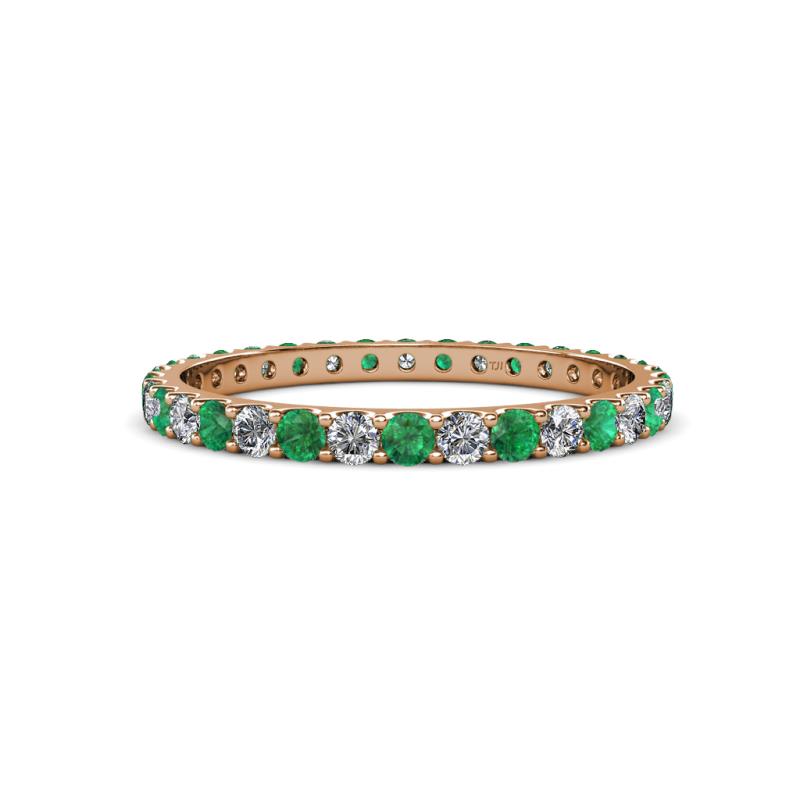 Audrey 2.00 mm Emerald and Lab Grown Diamond U Prong Eternity Band 