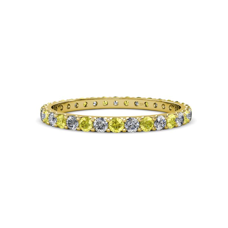 Audrey 2.00 mm Yellow and White Lab Grown Diamond U Prong Eternity Band 