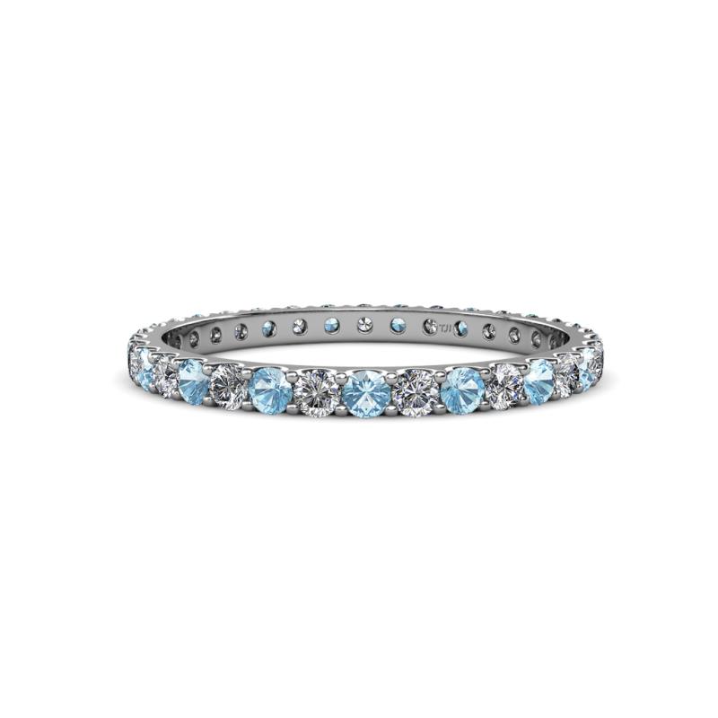 Audrey 2.00 mm Aquamarine and Lab Grown Diamond U Prong Eternity Band 