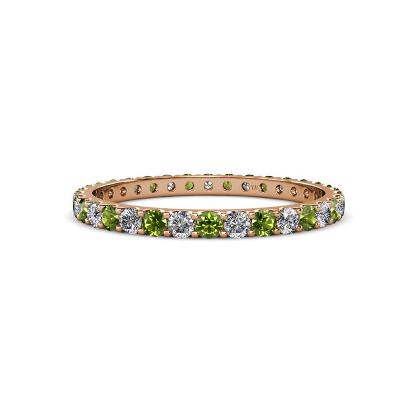 Audrey 2.00 mm Peridot and Lab Grown Diamond U Prong Eternity Band 