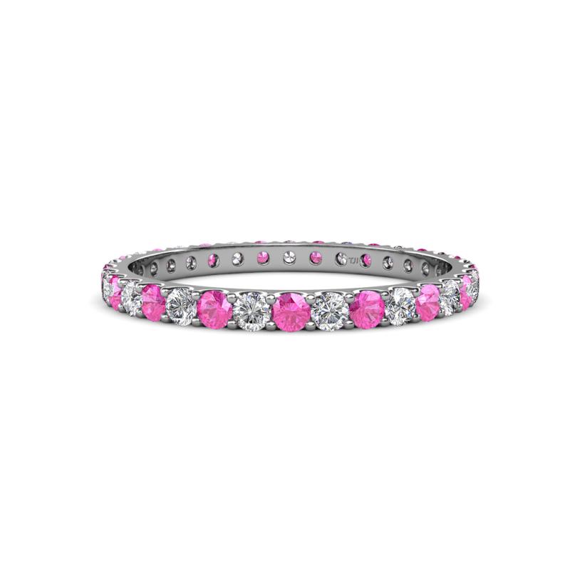 Audrey 2.40 mm Pink Sapphire and Lab Grown Diamond U Prong Eternity Band 