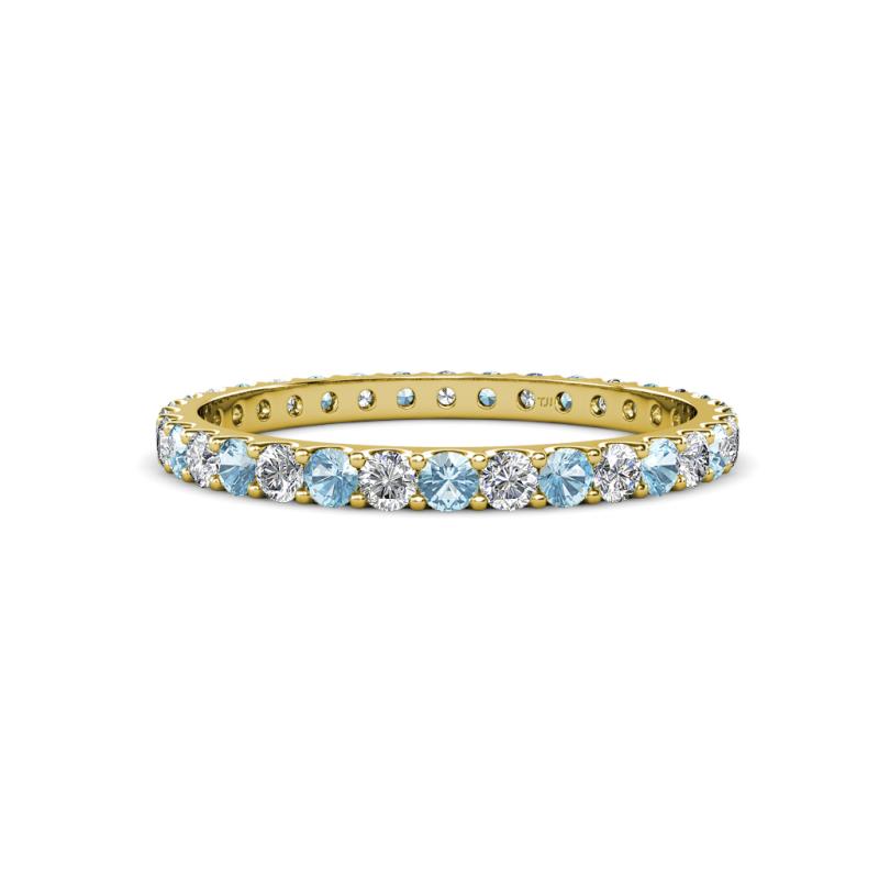 Audrey 2.40 mm Aquamarine and Lab Grown Diamond U Prong Eternity Band 
