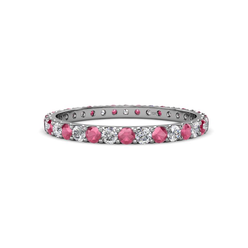 Audrey 2.40 mm Rhodolite Garnet and Lab Grown Diamond U Prong Eternity Band 