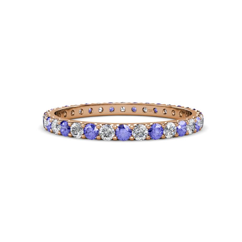 Audrey 2.40 mm Tanzanite and Lab Grown Diamond U Prong Eternity Band 