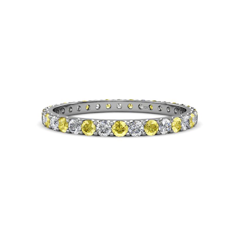 Audrey 2.40 mm Yellow Sapphire and Lab Grown Diamond U Prong Eternity Band 