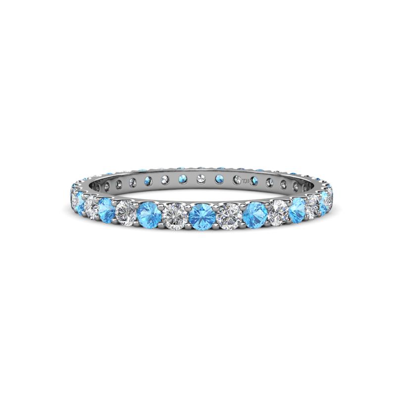Audrey 2.40 mm Blue Topaz and Lab Grown Diamond U Prong Eternity Band 