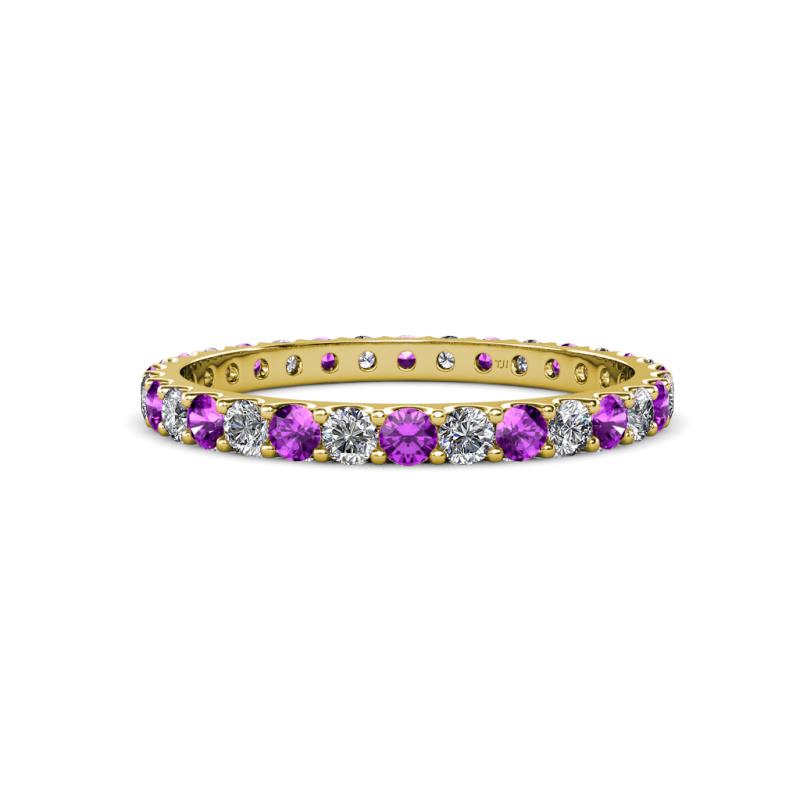 Audrey 2.70 mm Amethyst and Lab Grown Diamond U Prong Eternity Band 