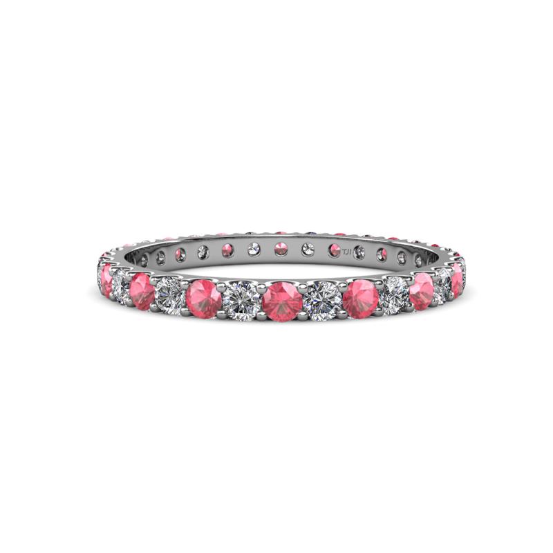 Audrey 2.70 mm Pink Tourmaline and Lab Grown Diamond U Prong Eternity Band 