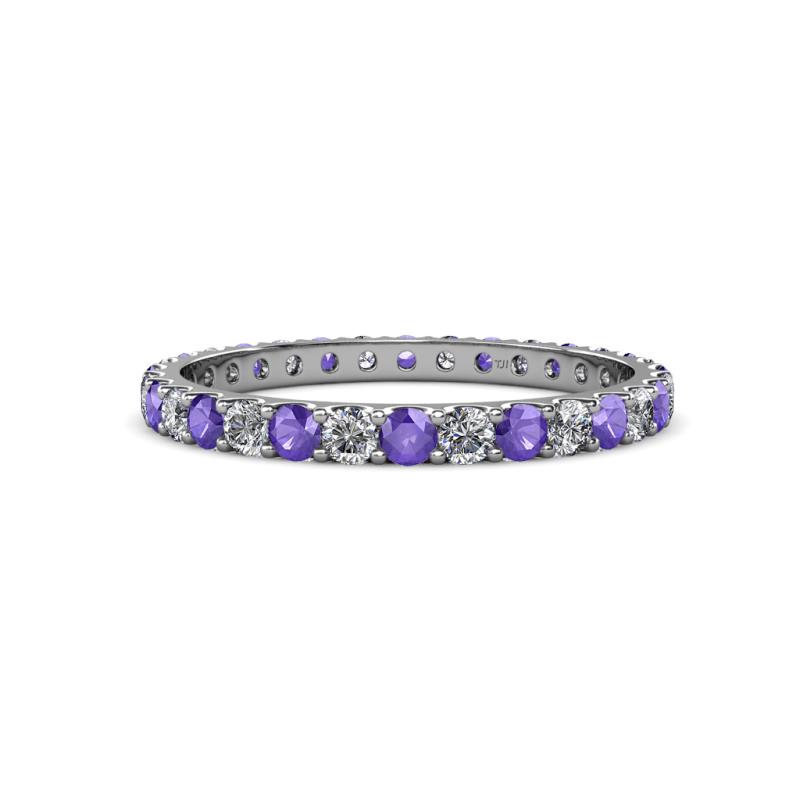 Audrey 2.70 mm Iolite and Lab Grown Diamond U Prong Eternity Band 
