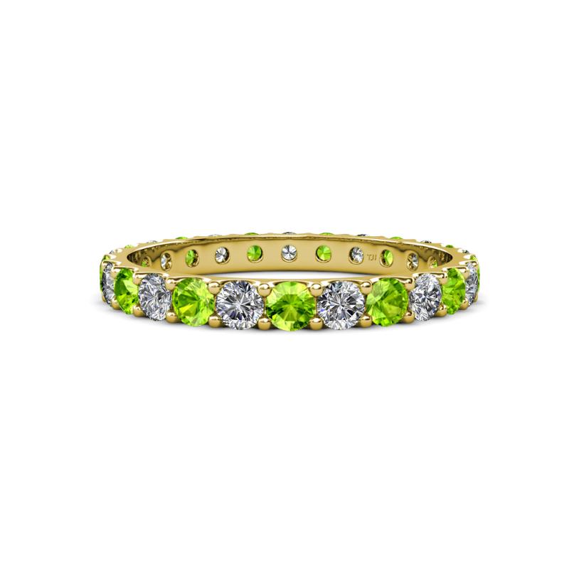 Audrey 3.00 mm Peridot and Lab Grown Diamond U Prong Eternity Band 
