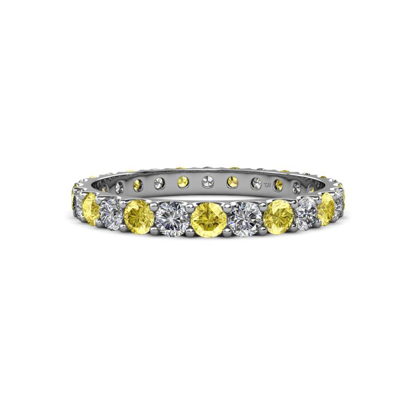 Audrey 3.00 mm Yellow Sapphire and Lab Grown Diamond U Prong Eternity Band 