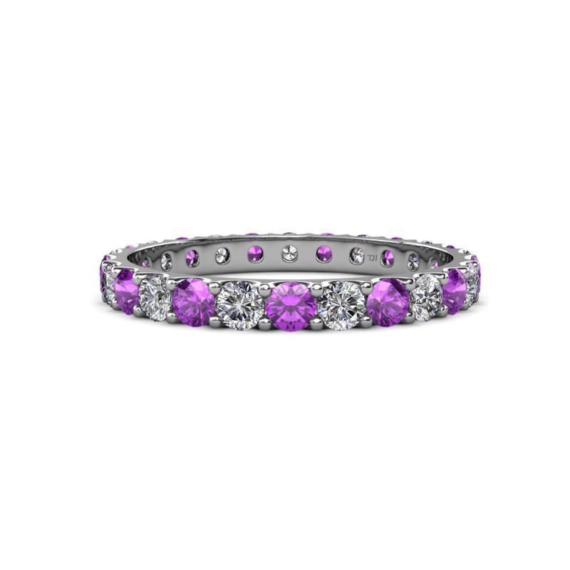 Audrey 3.00 mm Amethyst and Lab Grown Diamond U Prong Eternity Band 