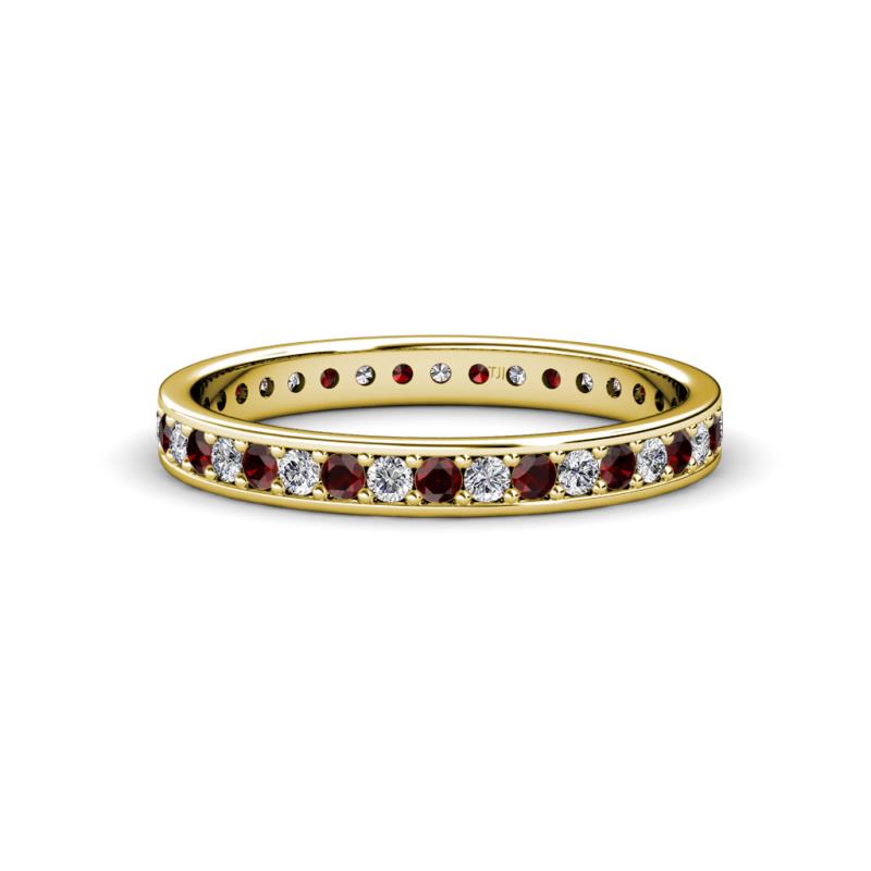 Livia 1.70 mm Red Garnet and Lab Grown Diamond Eternity Band 