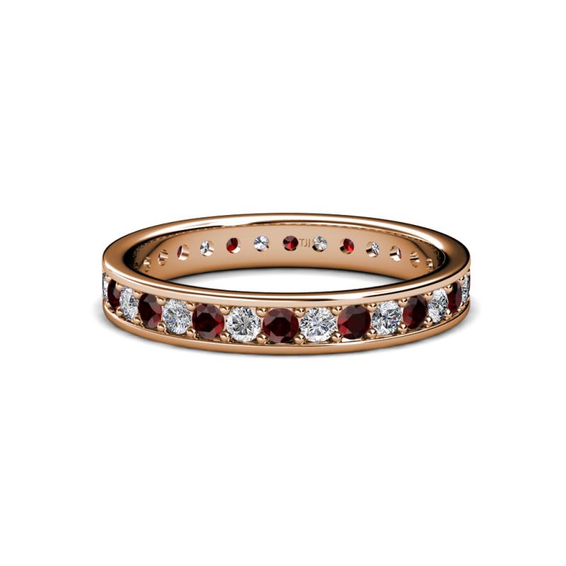 Livia 2.00 mm Red Garnet and Lab Grown Diamond Eternity Band 