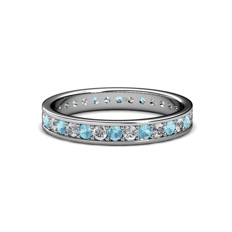 Livia 2.00 mm Aquamarine and Lab Grown Diamond Eternity Band 