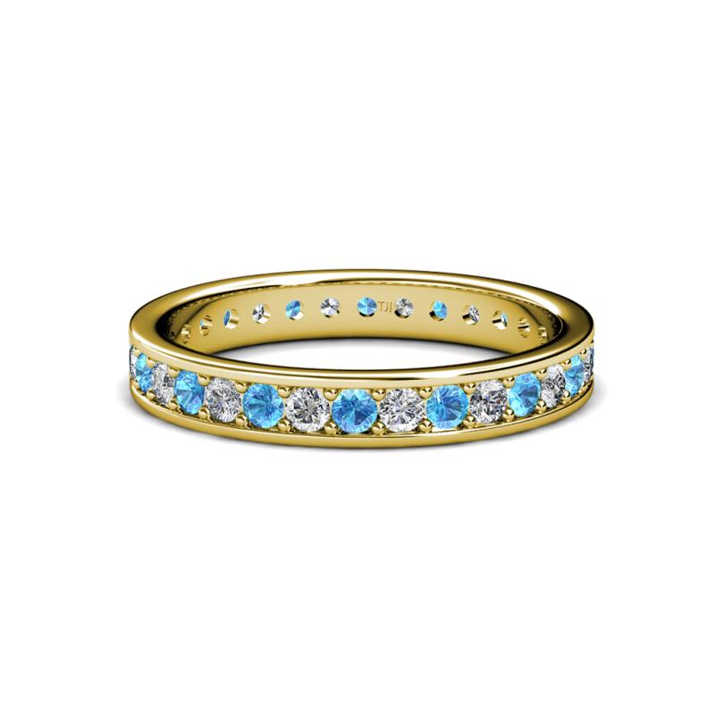 Livia 2.00 mm Blue Topaz and Lab Grown Diamond Eternity Band 