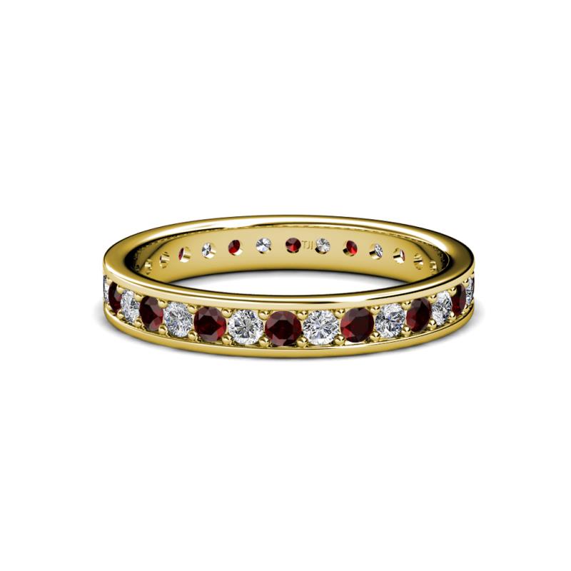 Livia 2.00 mm Red Garnet and Lab Grown Diamond Eternity Band 