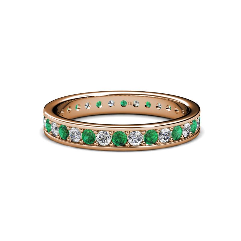 Livia 2.00 mm Emerald and Lab Grown Diamond Eternity Band 