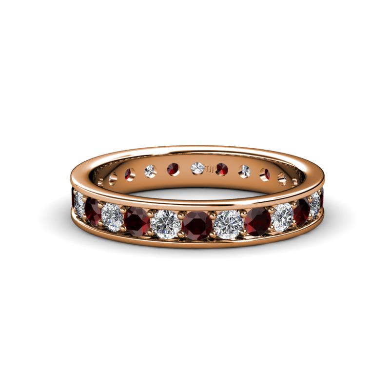 Livia 2.40 mm Red Garnet and Lab Grown Diamond Eternity Band 